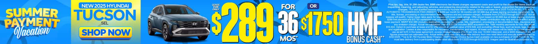 2025 Hyundai Tucson SEL $289 a Month for 36 Months* or $1,750 HMF Bonus Cash**