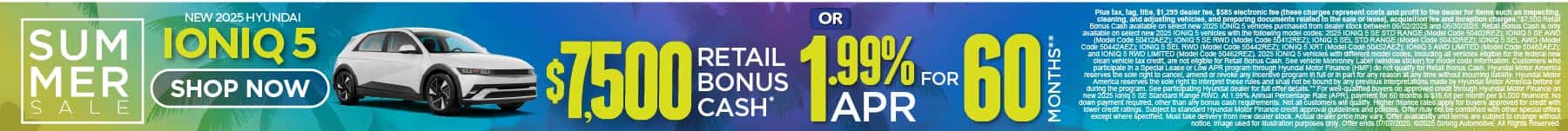 New 2025 Hyundai Ioniq 5 $7,500 Retail Bonus Cash* or 1.99% APR for 60 Months**
