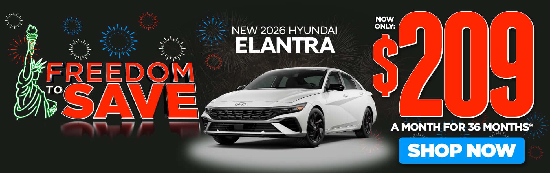 New 2026 Hyundai Elantra $209 a month for 36 months*