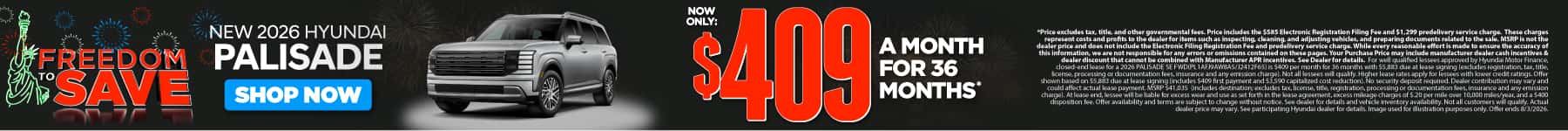 New 2026 Hyundai Palisade $409 a month for 36 months*