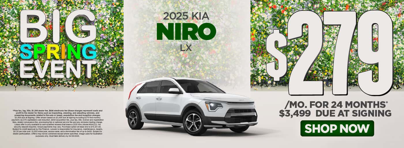 2025 Kia Niro LX $279 for 24 months* $3,499 due at signing