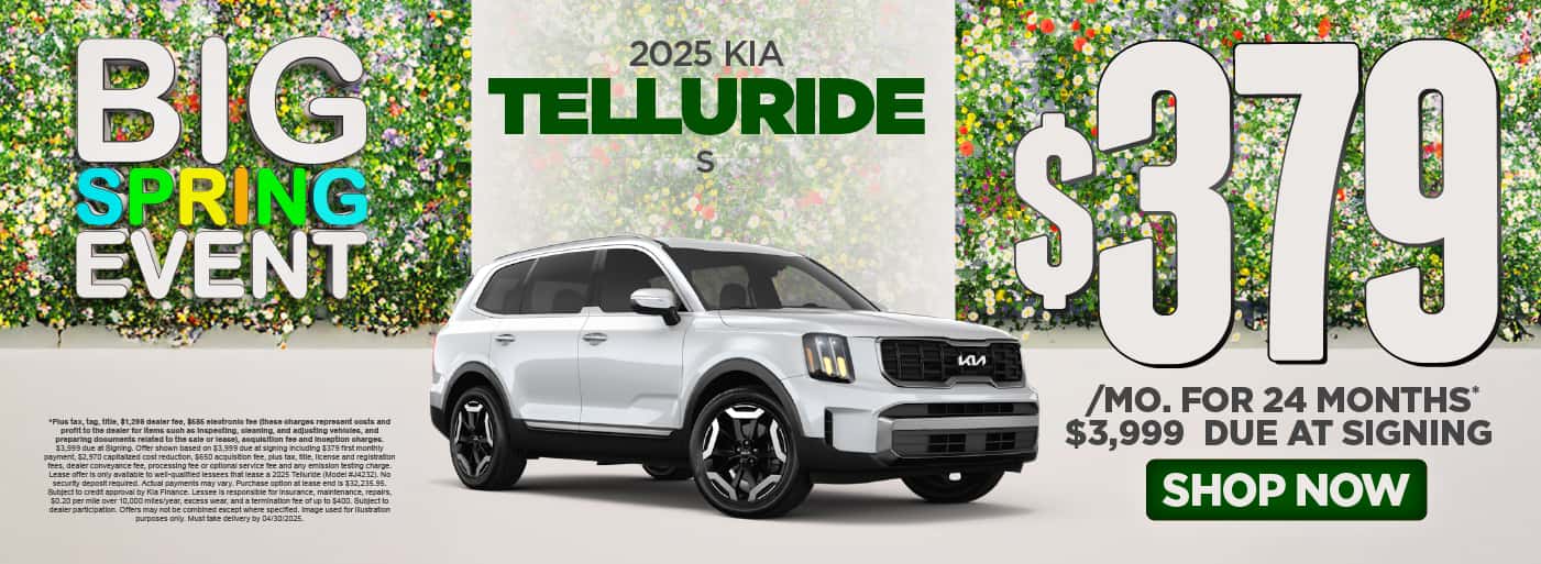 2025 Kia Telluride S $379 a month for 24 Months* $3,999 due at signing