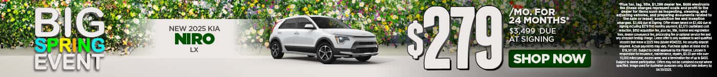 2025 Kia Niro LX $279 for 24 months* $3,499 due at signing