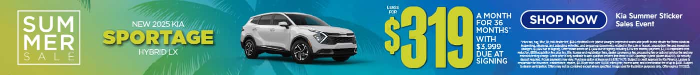New 2025 Kia Sportage Hybrid LX $319 a month for 36 Months* $3,999 Due at Signing