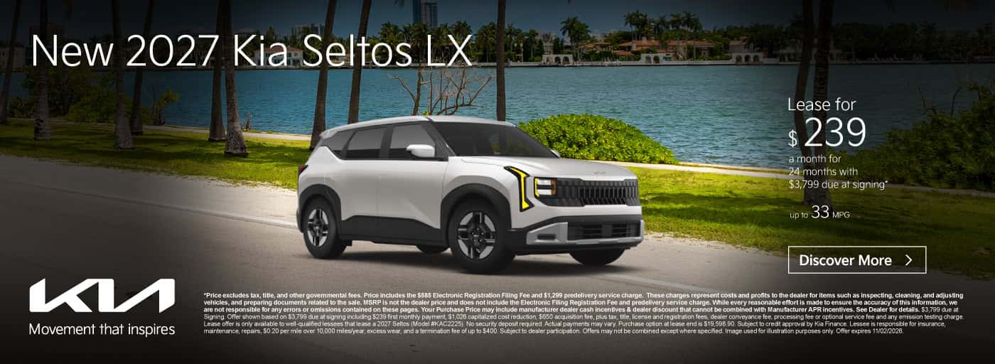 New 2027 Kia Seltos LX "Lease for $239 a month for 24 months with $3,799 due at signing* Up to 33 MPG"