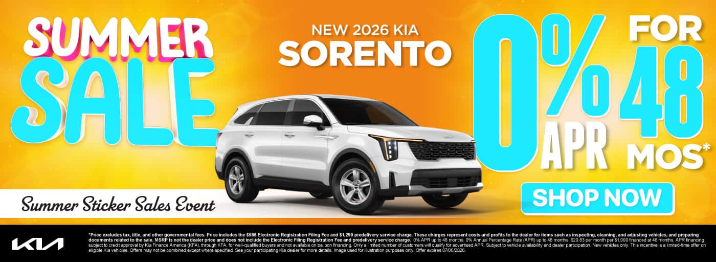 New 2026 Kia Sorento 0% APR for 48 months*