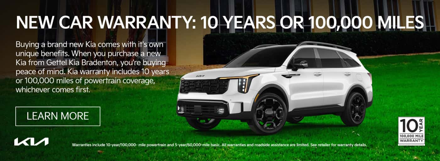 NEW CAR WARRANTY: 10 YEARS OR 100,000 MILES