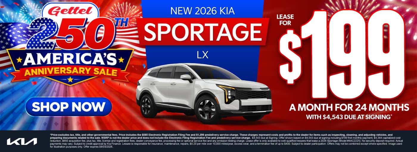New 2026 Kia Sportage LX Lease for $199 a month for 24 months with $4,543 due at signing*