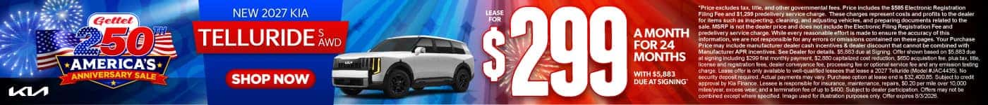 New 2027 Telluride S AWD Lease for $299 a month for 24 Months with $5,883 due at signing*