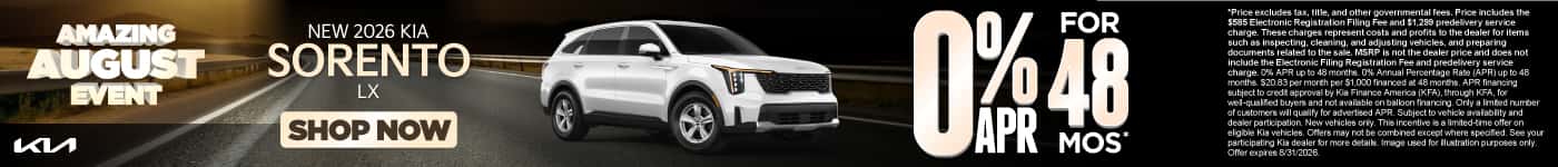 New 2026 Kia Sorento LX 0% APR for 48 months*