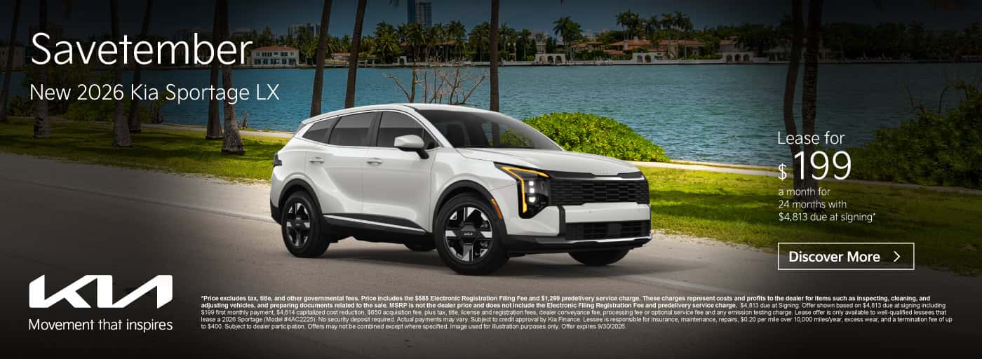 New 2026 Kia Sportage LX Lease for $199 a month for 24 months with $4,813 due at signing*