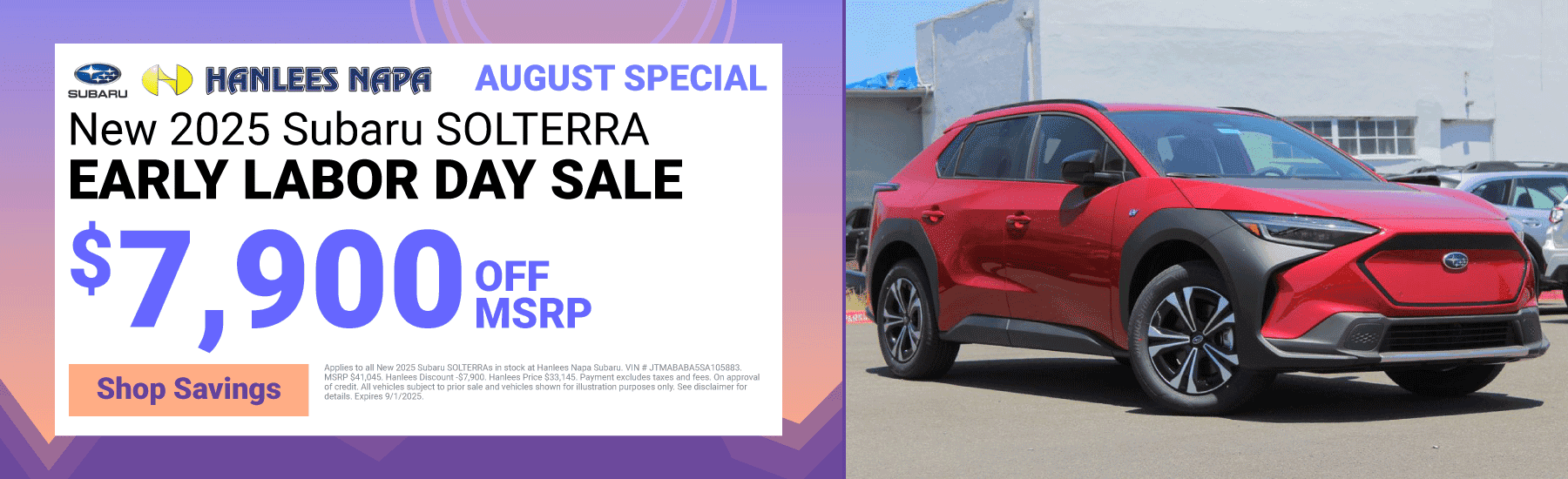 New 2025 Subaru SOLTERRA Special