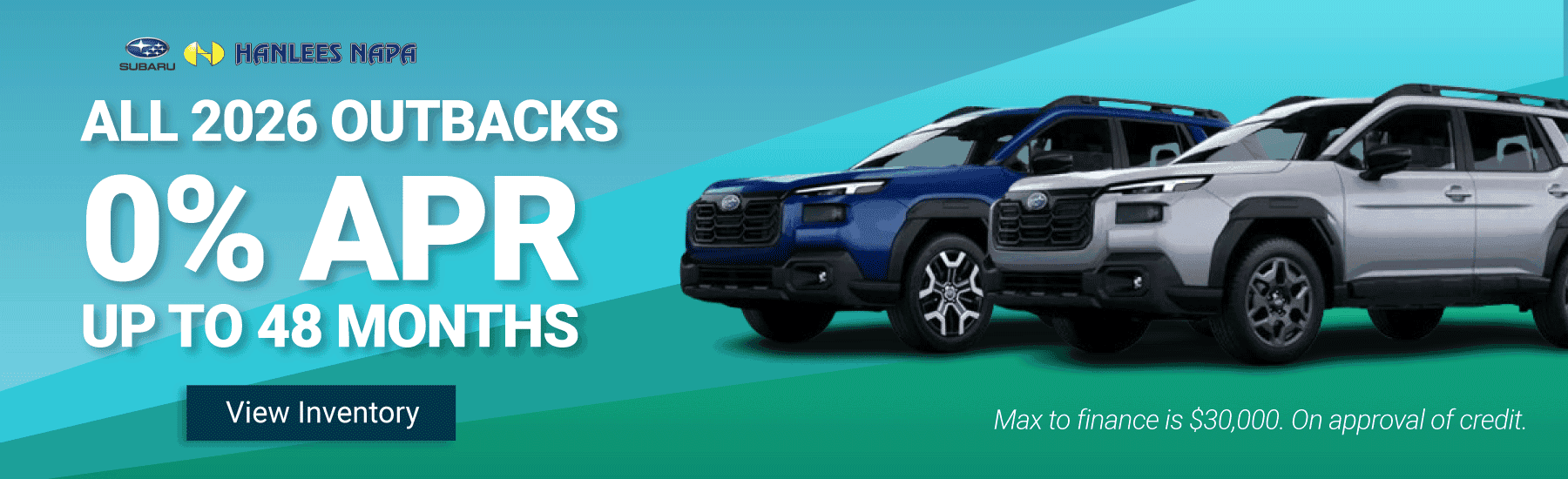 0% APR on 2026 Outbacks