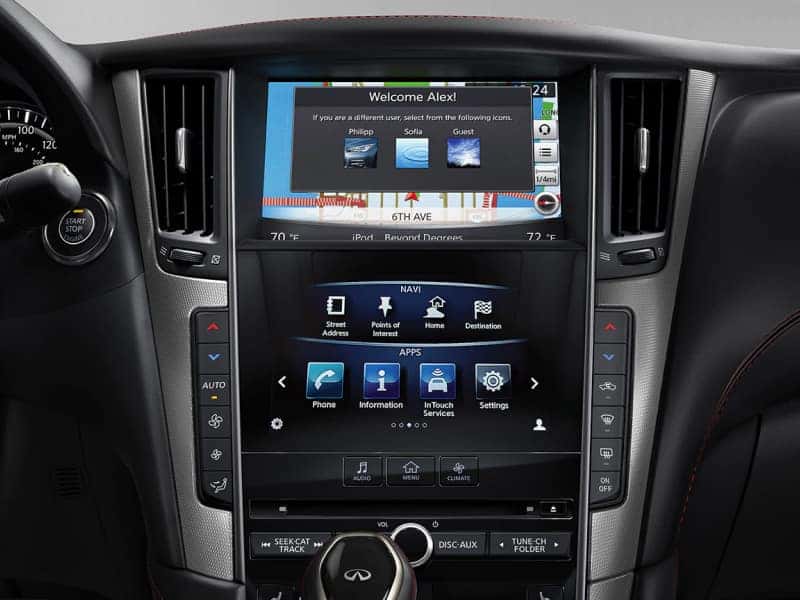 Touchscreen display inside the 2019 INFINITI Q50