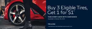Buy 3 tires get 1 for $1 tire sale at Herrin-Gear INFINITI in Jackson MS for INFINITI and Nissan vehicles