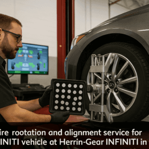 Tire rotation and alignment service for INFINITI vehicle at Herrin-Gear INFINITI in Jackson Mississippi