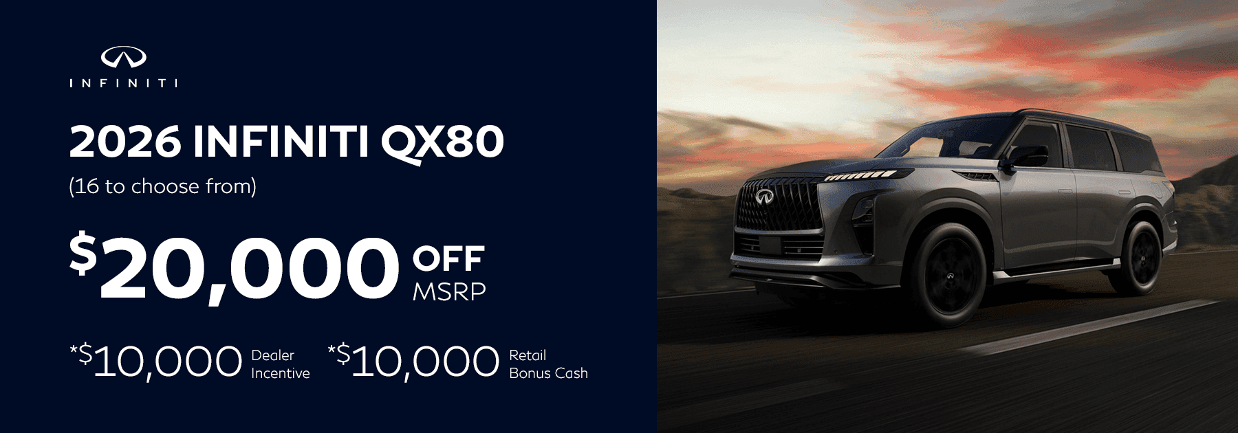 2026 INFINITI QX80 $20,000 off MSRP