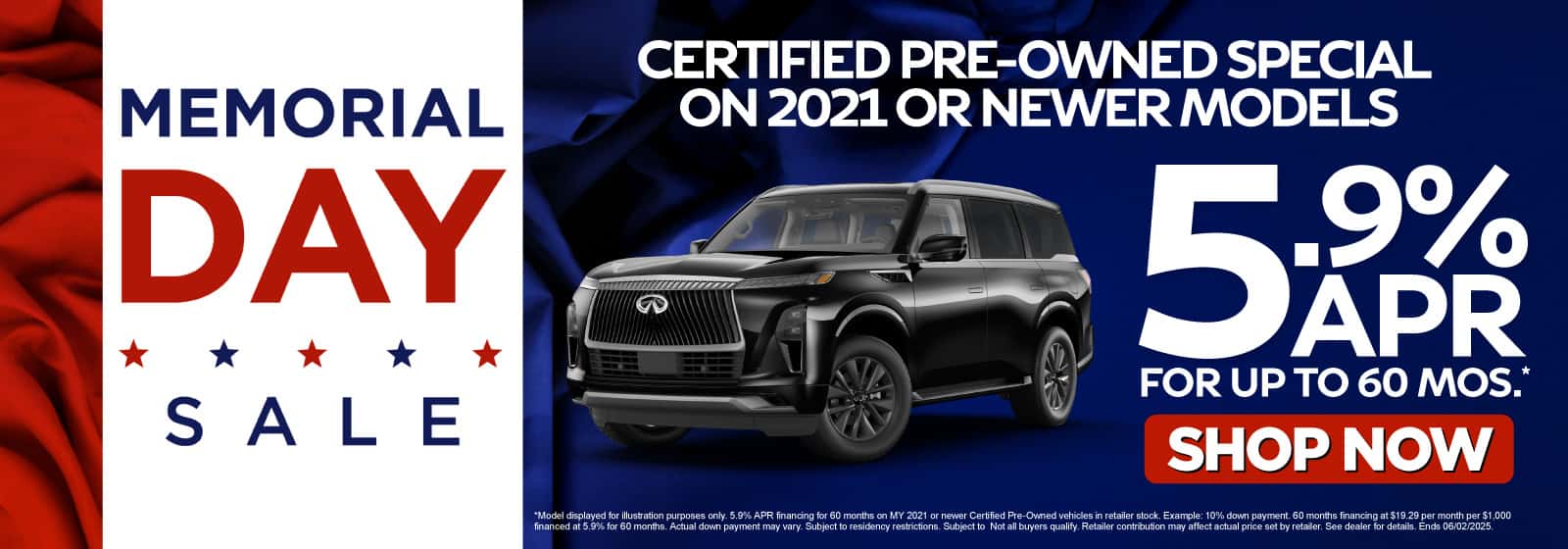Certified Pre-Owned Special on 2021 or Newer Models 5.9% APR for Up to 60 Months