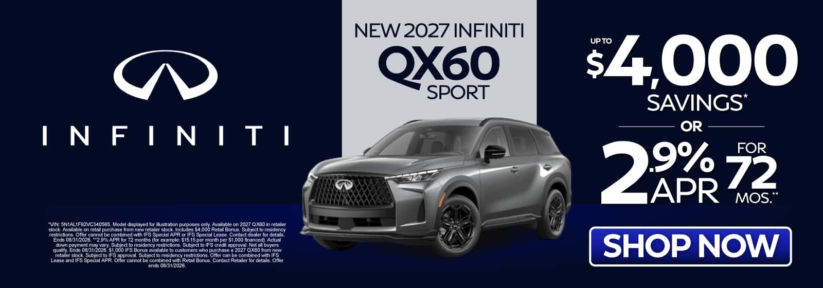 New 2027 INFINITI QX60 Sport 