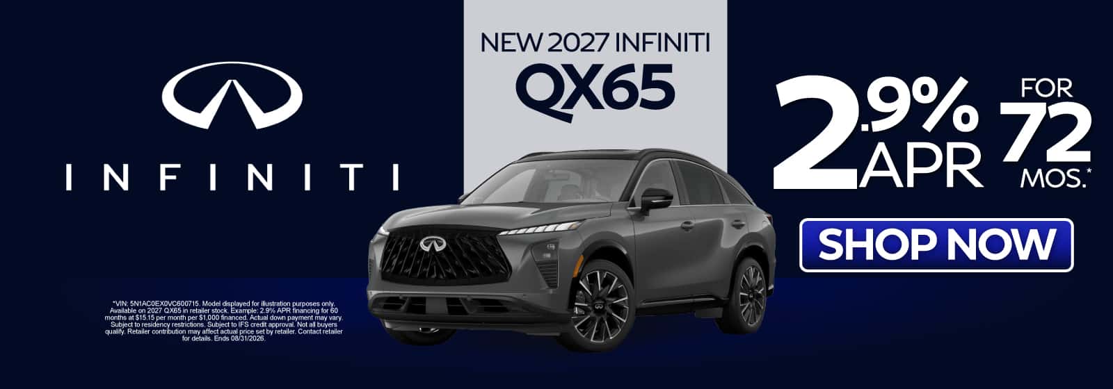 New 2027 INFINITI QX65 2.9% APR for 72 Mos*