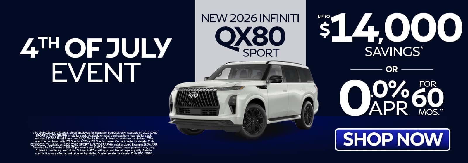New 2026 INFINITI QX80 Sport 
