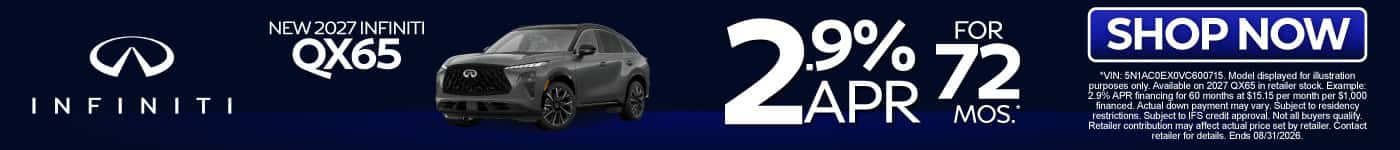 New 2027 INFINITI QX65 2.9% APR for 72 Mos*