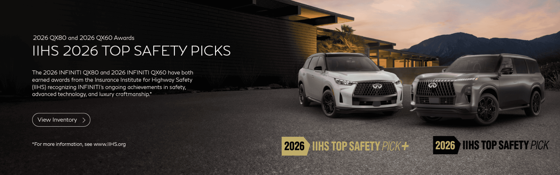 2026 QX80 and 2026 QX60 Award for Top Safety Picks from the IIHS