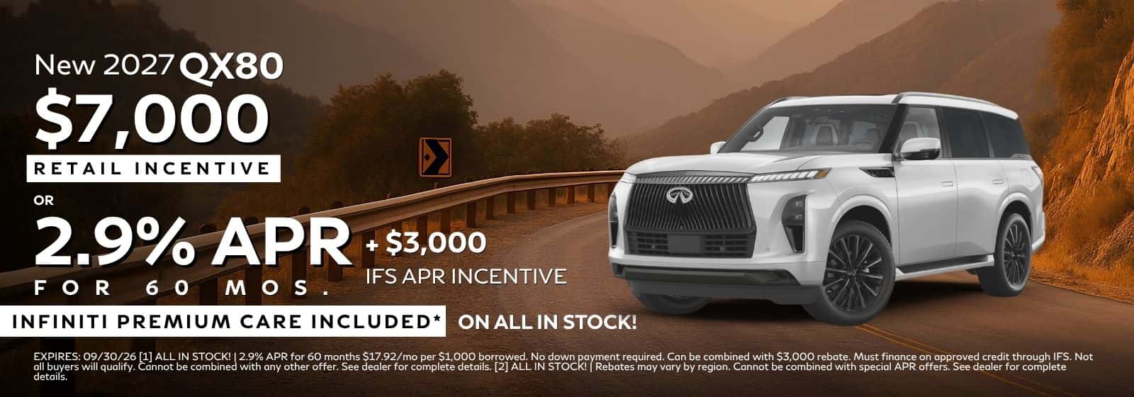 New 2027 QX80 Retail Incentive or 2.9% APR At INFINITI Roseville