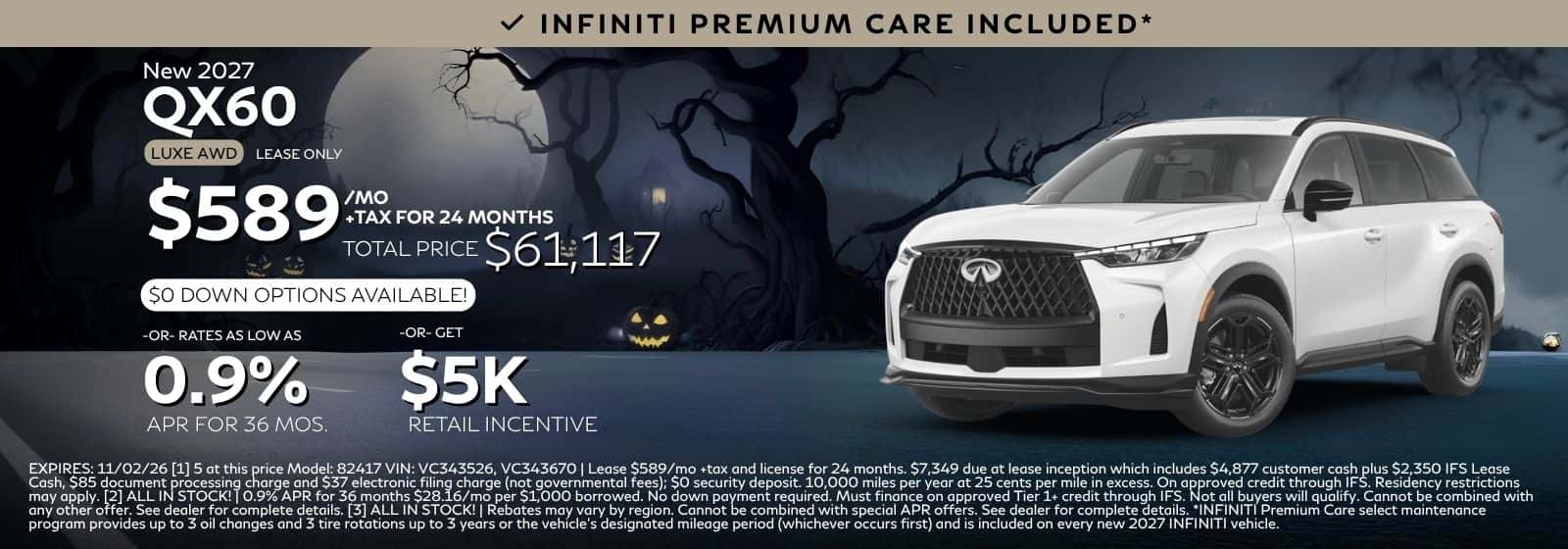 New 2027 INFINITI QX60 LUXE AWD Lease At INFINITI Roseville