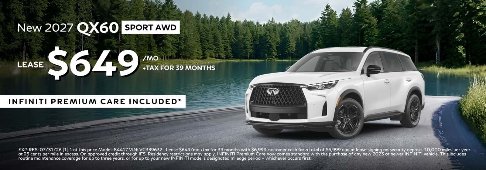 INFINITI 2026 QX60 Sport AWD Lease At INFINITI Roseville
