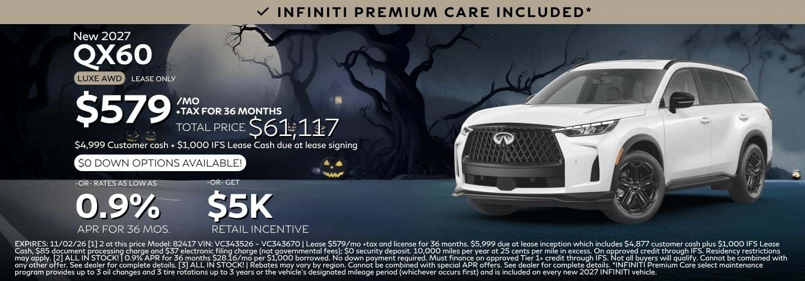 New 2027 INFINITI QX60 LUXE AWD Lease At INFINITI Roseville