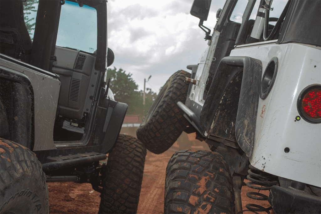 one Jeep wrangler stacked on the wheel of another Jeep Wrangler in Guthrie, Oklahoma