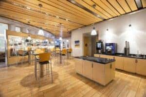 Keyes European has a kitchen where guests can help themselves to snacks and beverages