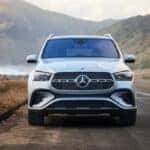 Mercedes-Benz logo on the front grille of a vehicle