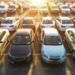 Rows of upre-owned cars in Van Nuys, CA