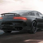 A Mercedes-AMG model on the road