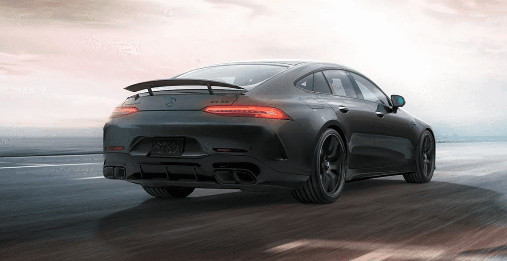 A Mercedes-AMG model on the road