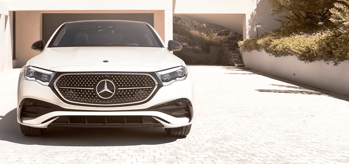 A new Mercedes-Benz model parked in a driveway