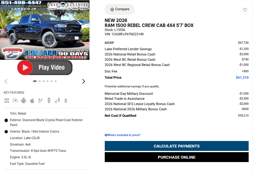 Vehicle Search Results Page Image