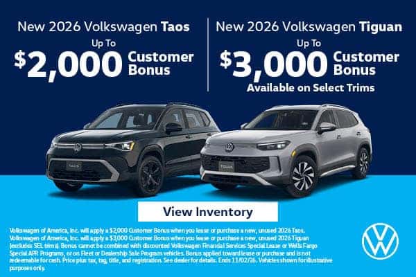 New 2026 Volkswagen Taos and Tiguan
