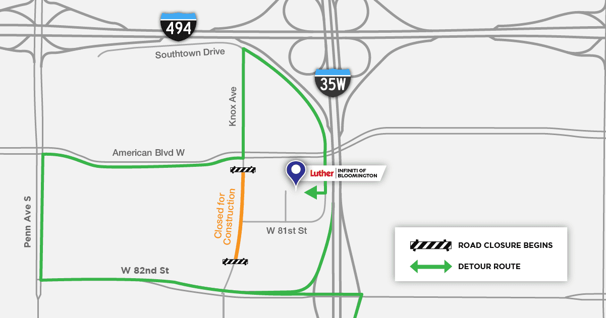 Detour Map - Bloomington INFINITI (1)