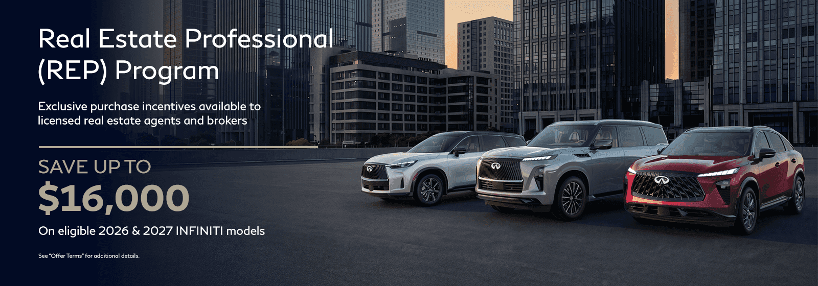 Save up to $16,000 on eligible 2026 & 2027 INFINITI models