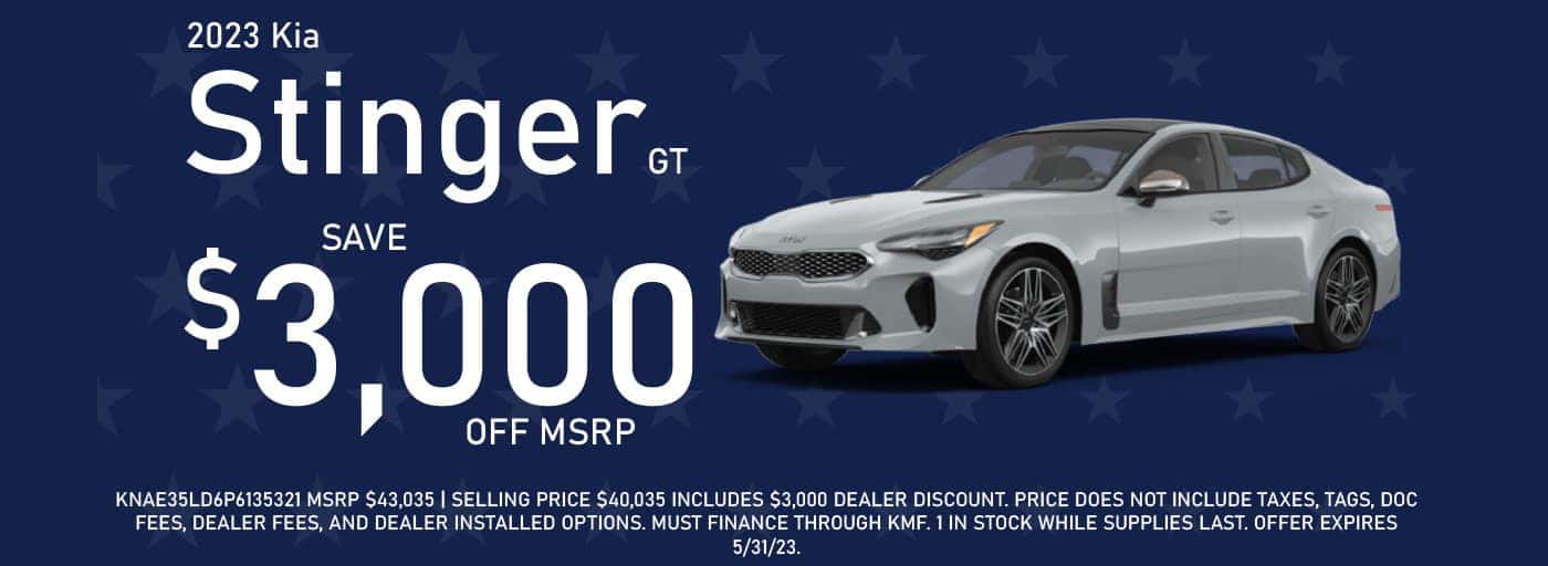 Save Over $4,000 Off MSRP on 2023 Kia Stinger GT2