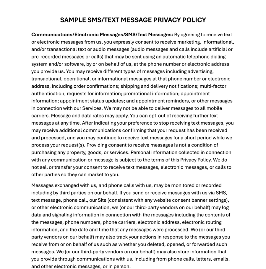 Page 1 of 1, Privacy Policy_SMS
