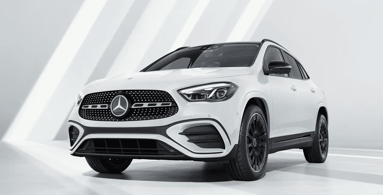 A white 2024 Mercedes-Benz GLA 250 in a white room