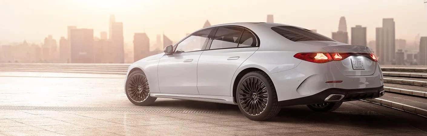 New Mercedes-Benz E-Class parked outside the city