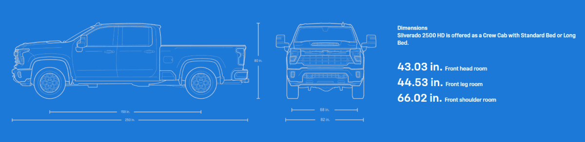 Dimensions Chevrolet Silverado 2500 HD 2025