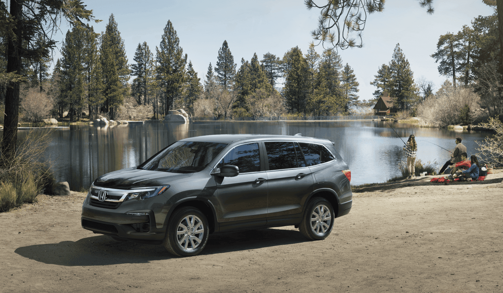 Honda Pilot Gray camping