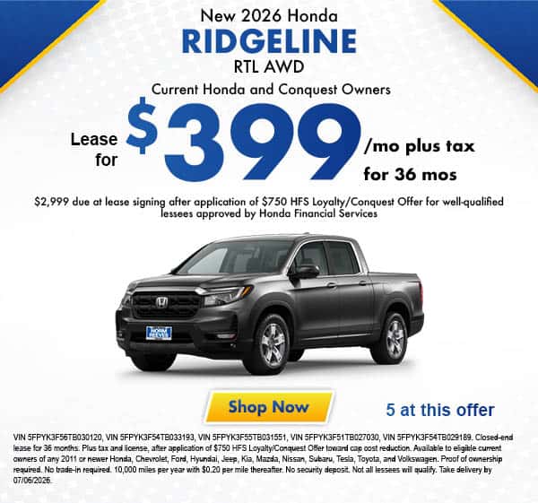 New 2026 Honda Ridgeline RTL AWD
