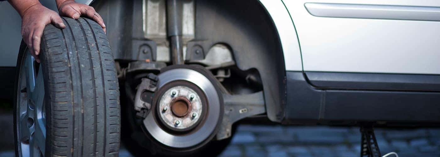 Changing car tire on a hyundai vehicle